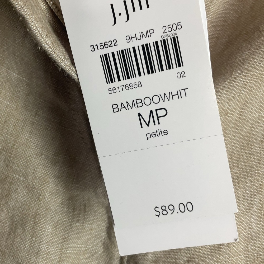 J Jill Love Linen Pants Medium P Wide Leg Light Gray 100% Linen Resort Coastal - Picture 7 of 14